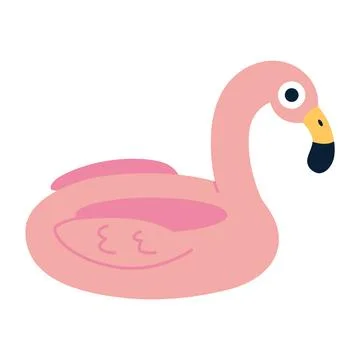 Inflatable flamingo pool float in cute flat style. Fun summer accessory for.. Stock Illustration