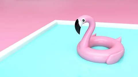 Inflatable flamingo on pool Stock Illustration