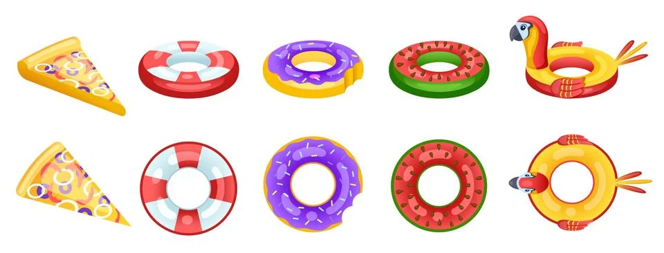 Inflatable float. Top view summer pool party accessory. Isolated beach swimming Illustrazione stock