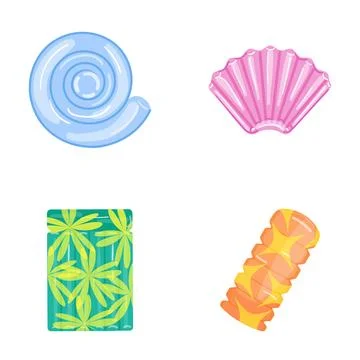 Inflatable floating mattresses set for summer leisure Stock Illustration