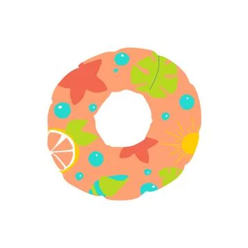 Inflatable Floating Ring for Swimming. Flat vector illustration isolated on w Stock Illustration