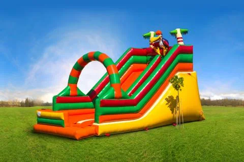 Inflatable large slide  Stock Photos