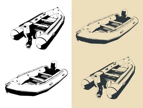Inflatable motor boat Illustrazione stock