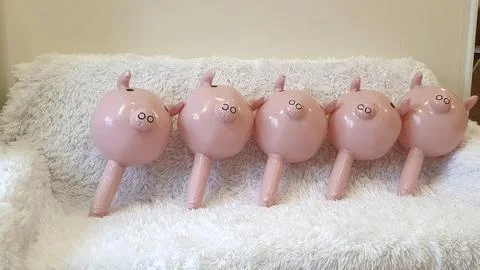 Inflatable pigs Stock Photos