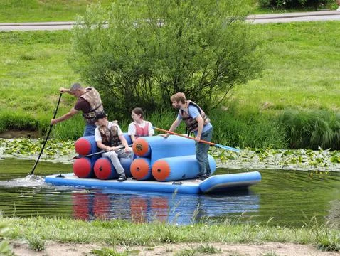 Inflatable platform designed for active recreation 写真素材
