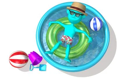 Inflatable pool cyan Stock Illustration