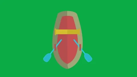 Inflatable raft boat icon animation on green screen for rafting and water sports Stock Footage 332673739