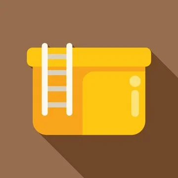 Inflatable rectangular above ground backyard swimming pool with ladder flat 스톡 일러스트