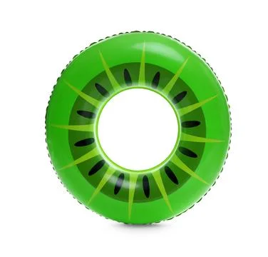 Inflatable ring with kiwi pattern isolated on white Stock Photos