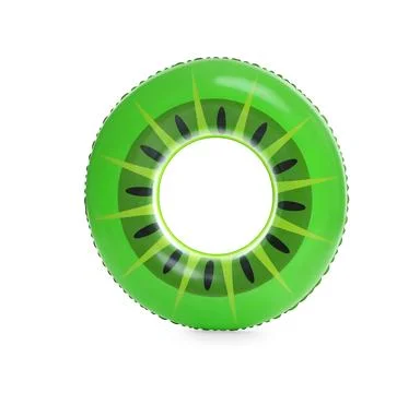 Inflatable ring with kiwi pattern isolated on white Stock Photos