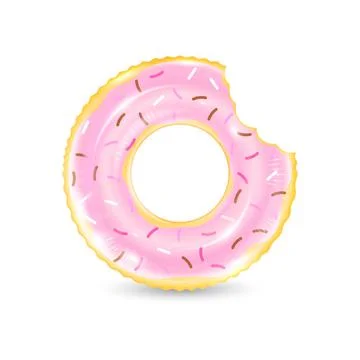 Inflatable ring looking like donut isolated on white background. Realistic Stock Illustration