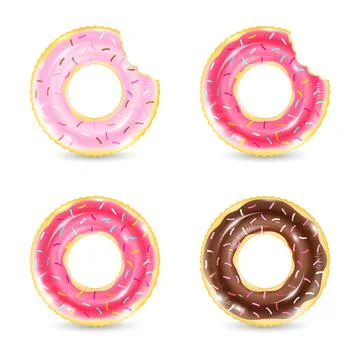 Inflatable ring looking like donut isolated on white background. Realistic Stock Illustration