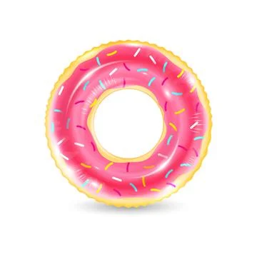 Inflatable ring looking like donut isolated on white background. Realistic Stock Illustration