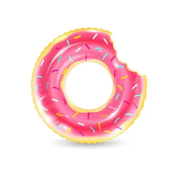 Inflatable ring looking like donut isolated on white background. Realistic Stock Illustration