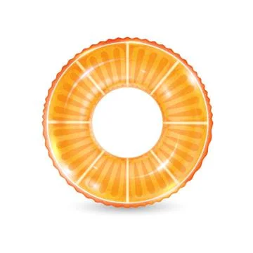 Inflatable ring looking like orange isolated on white background. Realistic Illustrazione stock