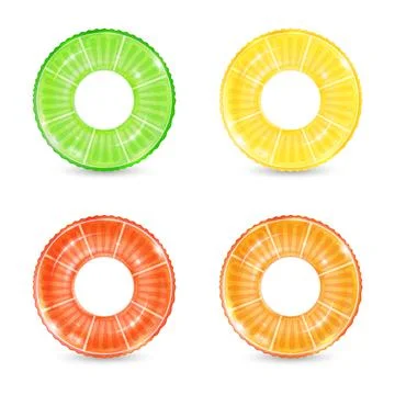 Inflatable ring looking like orange isolated on white background. Realistic Illustrazione stock