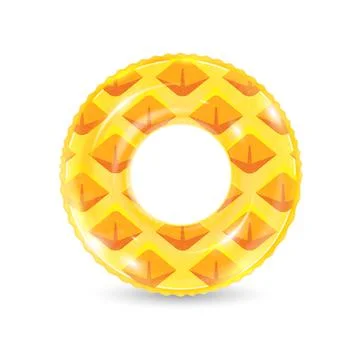 Inflatable ring looking like pineapple isolated on white background. Realistic Stock Illustration