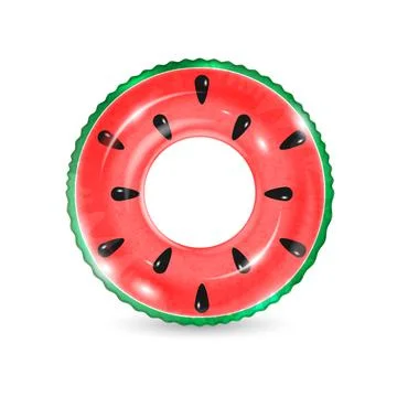 Inflatable ring looking like watermelon isolated on white background. Realistic Stock Illustration