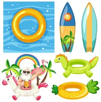 Inflatable Ring In Summer Theme Collection Stock Illustration