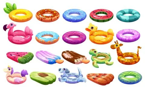 Inflatable rubber swim pool ring cartoon vector Illustrazione stock