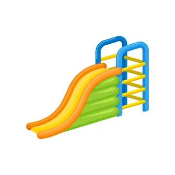 Inflatable slide concept. Amusement park. Vector illustration. Stock Illustration