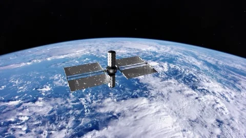Inflatable Space Station Orbiting Planet Earth Stock Footage 341347735