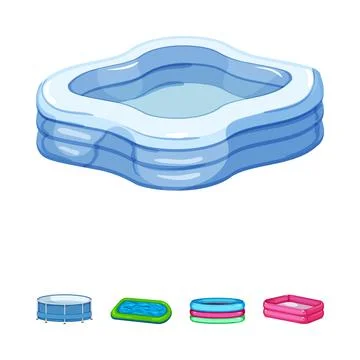 Inflatable swimming pools collection for summer leisure activities Stock Illustration
