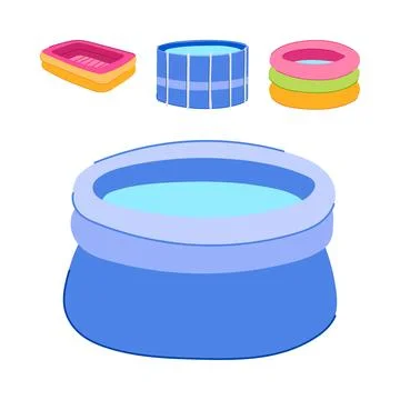 Inflatable swimming pools for summer fun and recreation Stock Illustration