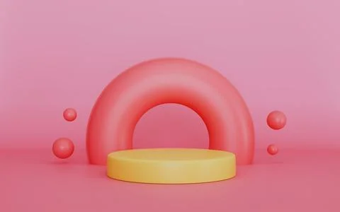 Inflatable swimming ring with podium display, Summer vacation concept 스톡 일러스트