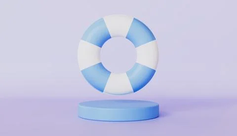 Inflatable swimming ring with podium display, Summer vacation concept 스톡 일러스트