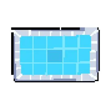 Inflatable top view pool pixel art vector illustration Stock Illustration