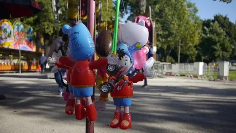 Inflatable toys in the park Video stock 79790862