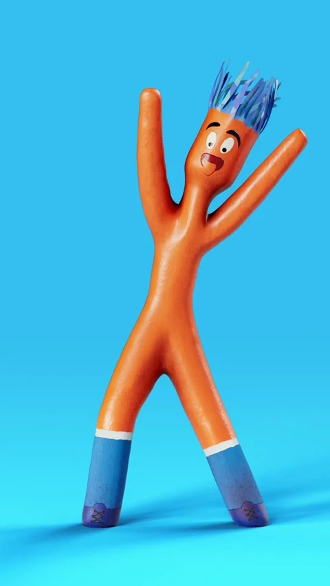 Inflatable Tube Man Is Dancing Fun, 3D Digital Generation Image Stock Footage 244837037