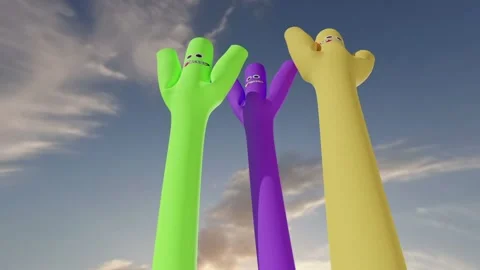 Inflatable tube men from below 스톡 동영상 162075062