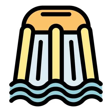 Inflatable water slide landing in refreshing pool for summer fun Stock Illustration