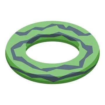 Inflatable watermelon ring floating on water surface in summer Stock Illustration