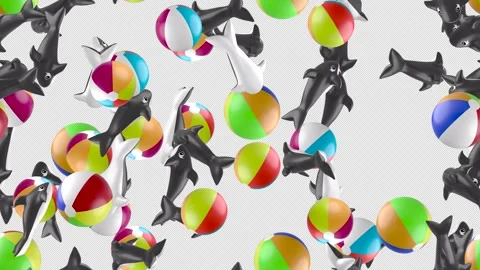 Inflatable whale beach ball transparent loop tile swirl with alpha channel Stock Footage 302280795