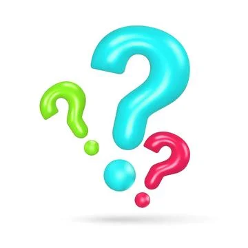 Inflate 3D question marks on white background. Asking many questions. Realistic Illustrazione stock