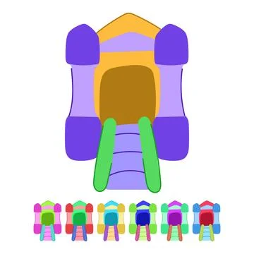 Inflate inflatable castle vector cartoon graphic Illustration