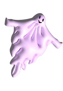 Inflated 3d Ghost, cute white spirit flying, volumetric element Stock Illustration