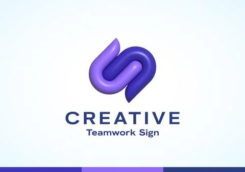 Inflated 3D Loop C Letter Abstract Vector Logo Template. Modern Geometry Swirl Stock Illustration