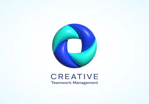 Inflated 3D Vector Loop Circle Abstract Vector Logo Template. Modern Geometry Stock Illustration