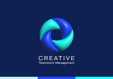 Inflated 3D Vector Loop Circle Abstract Vector Logo Template. Modern Geometry Stock Illustration