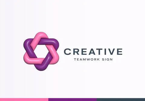 Inflated 3D Vector Loop Star Abstract Logo Template. Modern Geometry Swirl Sign Stock Illustration