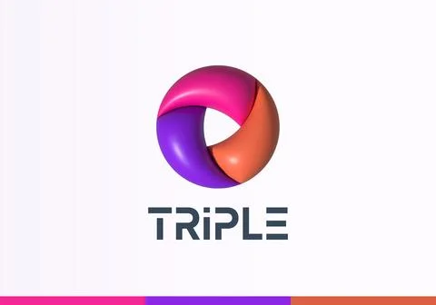 Inflated 3D Vector Ribbon Rotation Loop Circle. Abstract Vector Logo Template Stock Illustration