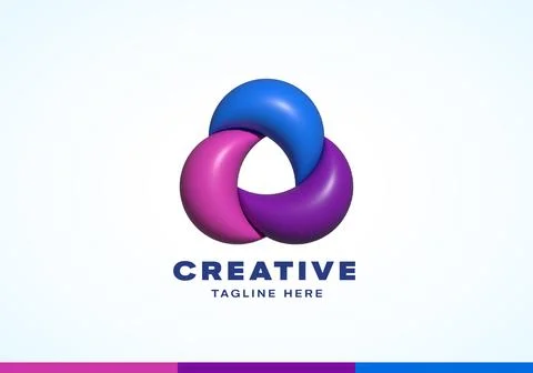 Inflated 3D Vector Ribbon Rotation Loop Circle. Abstract Vector Logo Template Stock Illustration