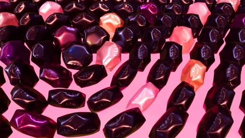 Inflated cherry colored hexagons, abstract animation Stock Footage 277854970