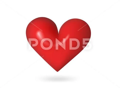 Inflated realistic 3d heart vector illustration isolated on white ...