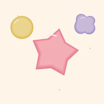 Inflated rounded star and bubble shapes. Gummy inspired abstract vector objec Illustrazione stock