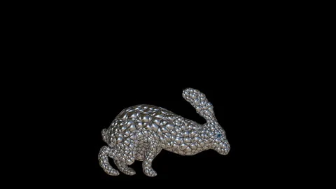 Inflated Silver 3D Loop Animated Rabbit Running on Black Stock Footage 319073269